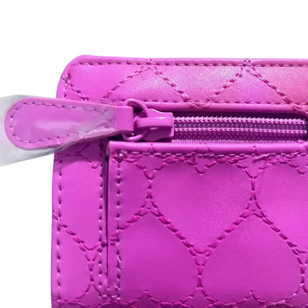 New Pink Betsy Johnson heart Leather Wallet - Picture 4 of 5
